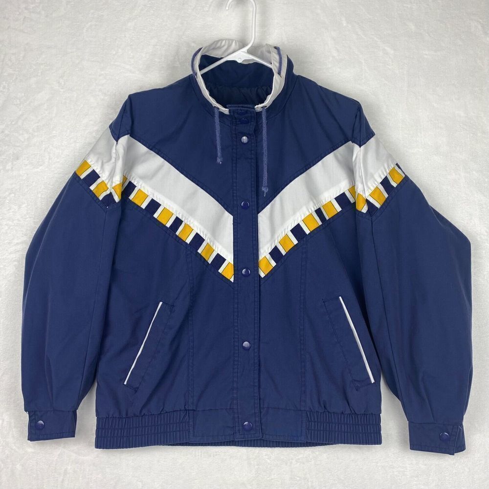 Vintage Be In The Current Seen Jacket Adult Small Blue White Retro Windbreaker